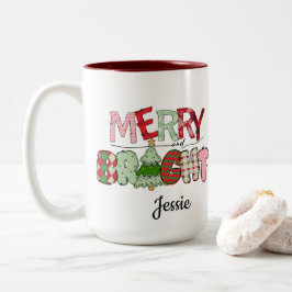 Frohe und helle rote Weihnachten Zweifarbige Tasse