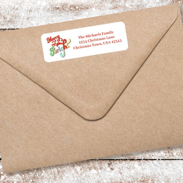 Frohe und helle Rücksendeadresse Weihnachten (Merry and Bright Christmas return address label.)