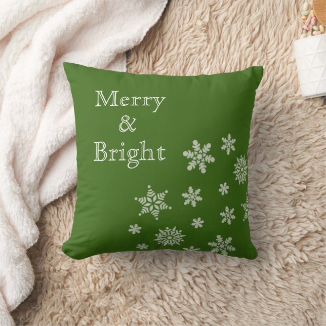 Frohe und helle Schneeflocken Grüne Weihnachten Kissen (Decke)