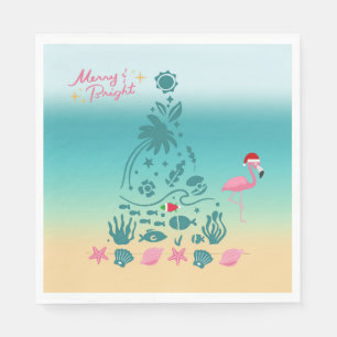 Frohe und helle Weihnachten am Strand Serviette