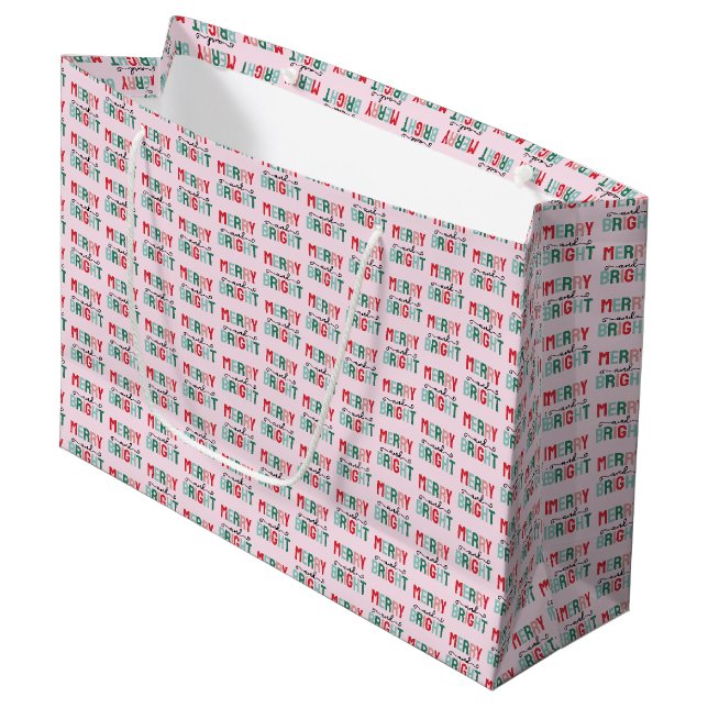 Frohe und helle Weihnachten Große Geschenktüte (Vorderseite Schrägansicht)