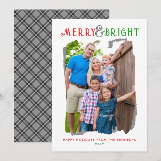 Frohe und helle Weihnachten Kariertes Foto (Vorne/Hinten)