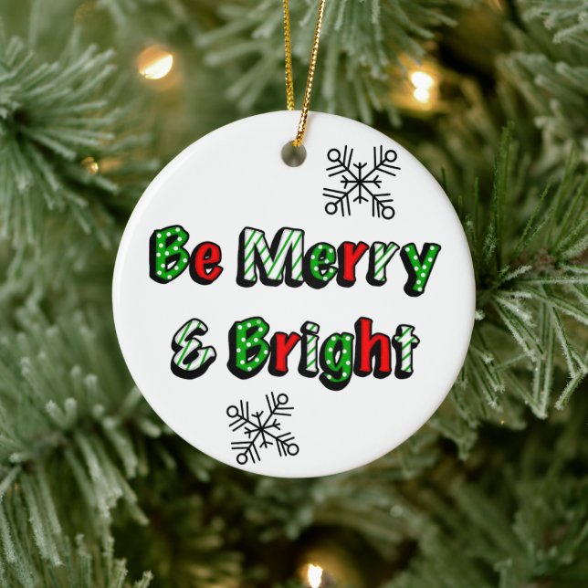 Frohe und helle Weihnachten Keramik Ornament (Baum)