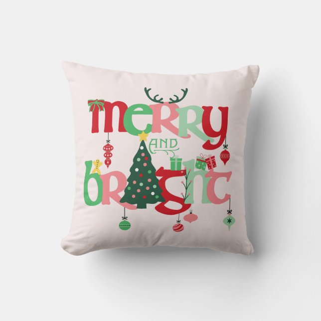 Frohe und helle Weihnachten Kissen (Vorderseite)