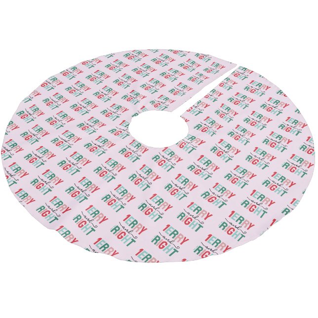 Frohe und helle Weihnachten Polyester Weihnachtsbaumdecke (Schrägansicht)