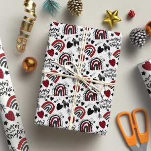 Frohe und helle Weihnachten Red Black Geschenkpapier