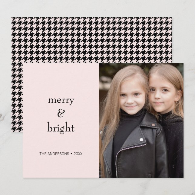 Frohe und helle Weihnachten Rosa und Schwarzes Fot (Vorne/Hinten)