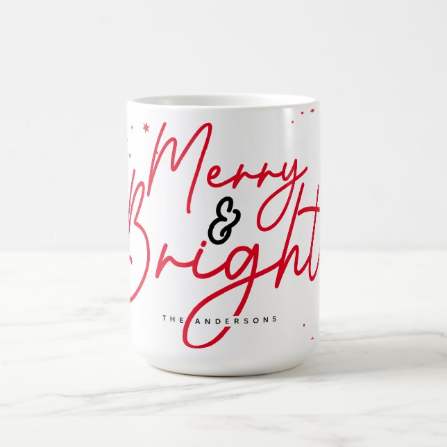 Frohe und helle Weihnachten Rot Kaffeetasse (Mittel)