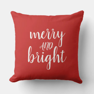 Frohe und helle Weihnachten Rot Kissen