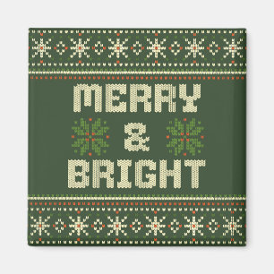 Frohe und helle Weihnachten Sweater Nordic Strick Magnet
