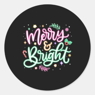 Frohe und helle Weihnachten Weihnachten Weihnachte Runder Aufkleber