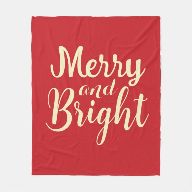 Frohe und helle Weihnachten Weihnachtsschrift rot Fleecedecke (Vorderseite)