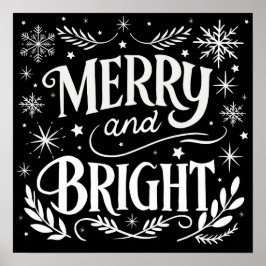 Frohe und helle Weihnachts-Chalkboard-Poster Poster
