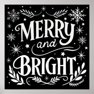 Frohe und helle Weihnachts-Chalkboard-Poster Poster