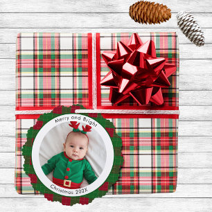 Frohe und helle Weihnachts-Foto Red Green Kariert Ornament Karte