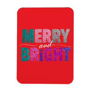 Frohe und helle Weihnachts-Glitzer Shirt Magnet