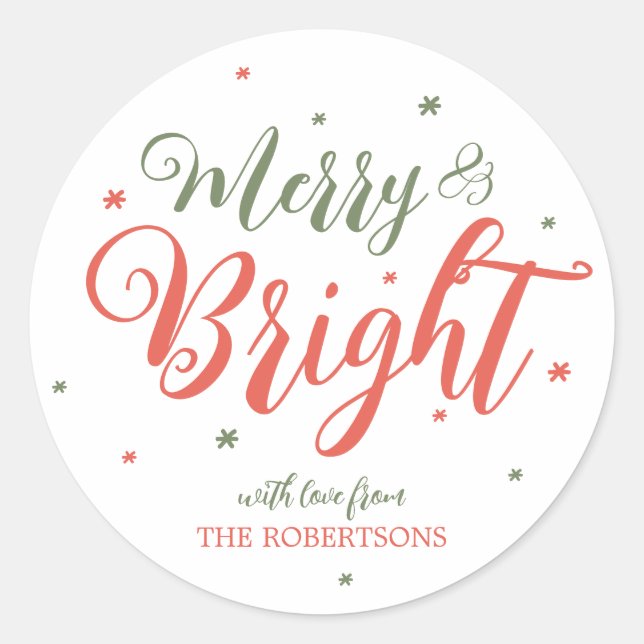 Frohe und helle Weihnachtsaufkleber Runder Aufkleber (Vorderseite)