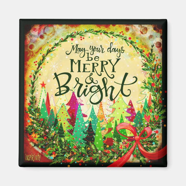 Frohe und helle Weihnachtsbaum-Inspirivity Magnet (Vorne)