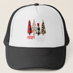 Frohe und helle Weihnachtsbaum Karierter Leopard Truckerkappe