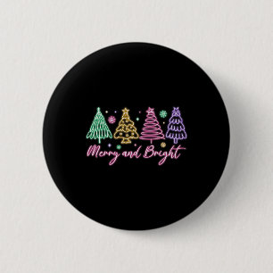 Frohe und helle Weihnachtsbaum Merry Xmas Girl Wo Button