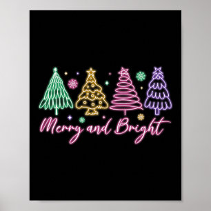 Frohe und helle Weihnachtsbaum Merry Xmas Girl Wo Poster
