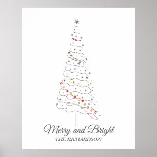 Frohe und helle Weihnachtsbaume Minimalistische Poster