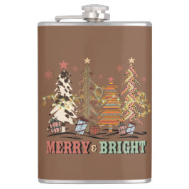 Frohe und helle Weihnachtsbaumen Boho Western Flachmann