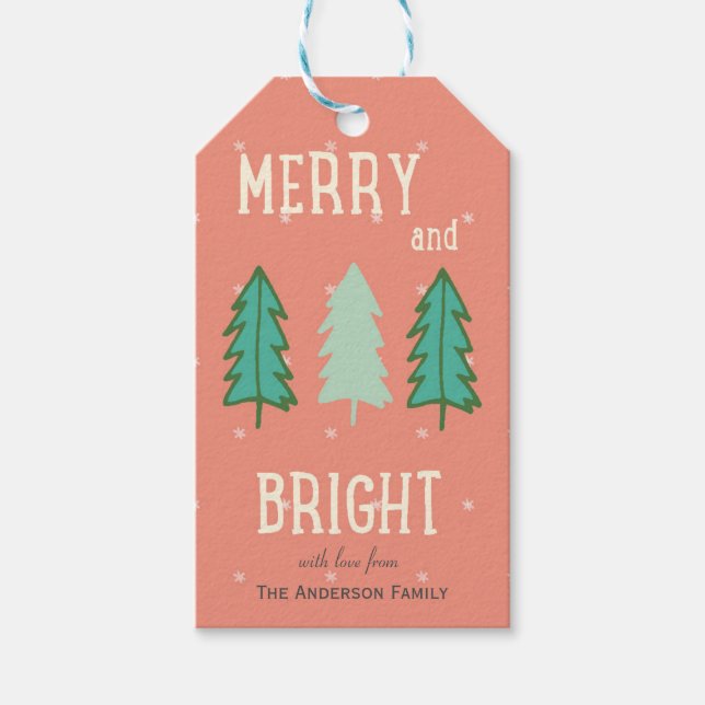 Frohe und helle Weihnachtsbaumen Whimsical Geschenkanhänger (Vorderseite)