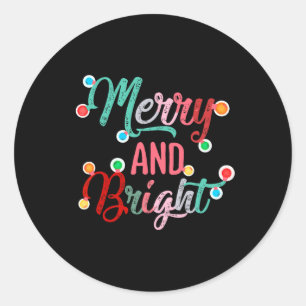 Frohe und helle Weihnachtsbeleuchtung Weihnachtsfa Runder Aufkleber