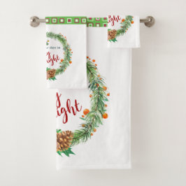 Frohe und helle Weihnachtsfeier Badhandtuch Set