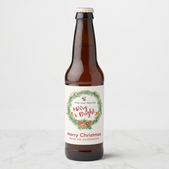 Frohe und helle Weihnachtsfeier Bierflaschenetikett (Vorderseite)