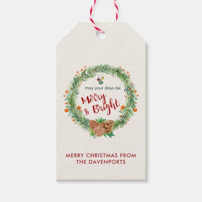 Frohe und helle Weihnachtsfeier Geschenkanhänger (Vorderseite)