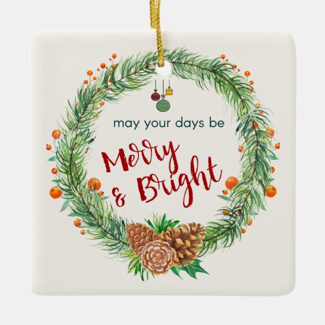 Frohe und helle Weihnachtsfeier Keramikornament (Vorderseite)