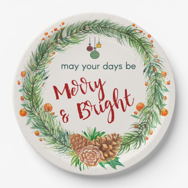 Frohe und helle Weihnachtsfeier Pappteller (Vorderseite)