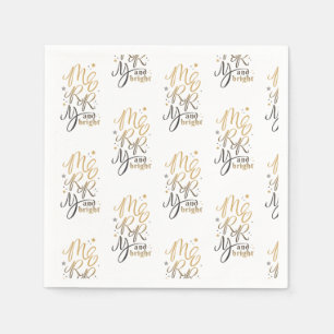 Frohe und helle Weihnachtsfeiertage Gold Script Serviette
