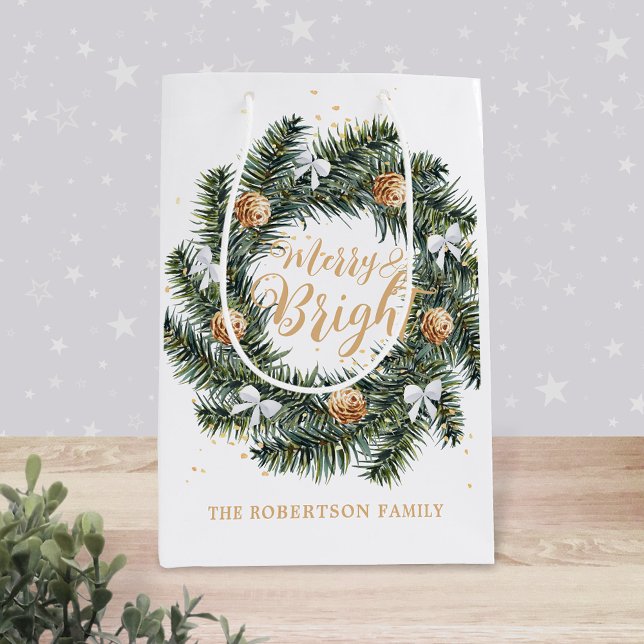 Frohe und helle Weihnachtsfeiertage Mittlere Geschenktüte (Von Creator hochgeladen)