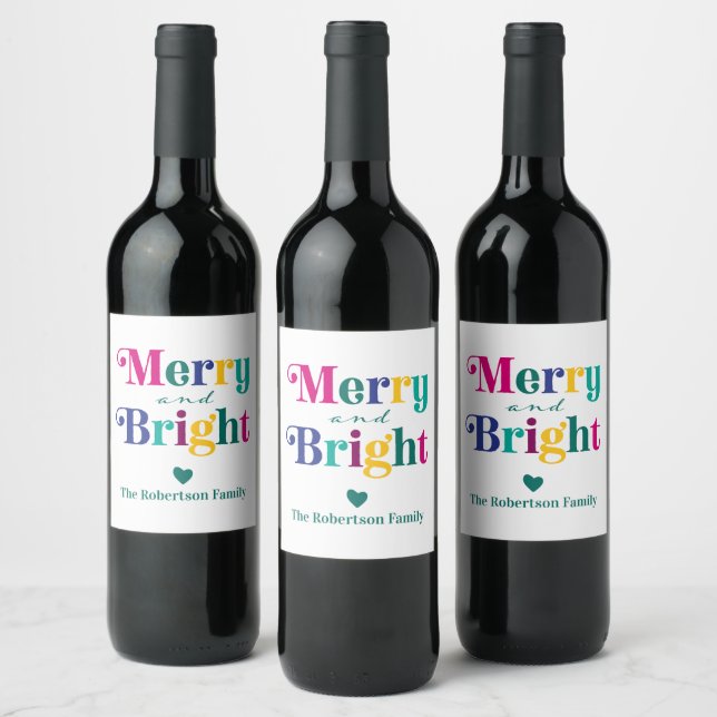 Frohe und helle Weihnachtsgeschenke Flasche Weinetikett (Flaschen)