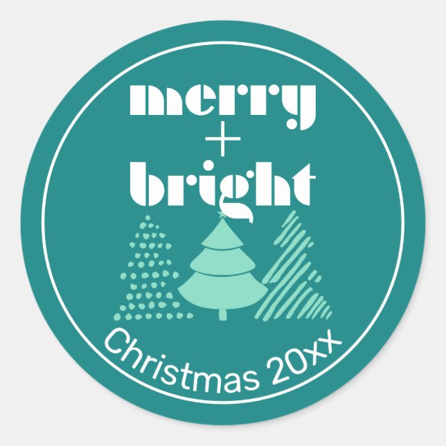 Frohe und helle Weihnachtskleber Runder Aufkleber (Vorderseite)