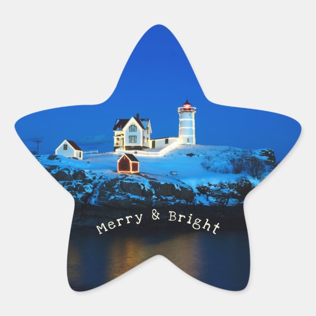 Frohe und helle Weihnachtsleuchte Stern-Aufkleber (Vorderseite)