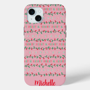 Frohe und helle Weihnachtsleuchten Pink Case-Mate iPhone Hülle