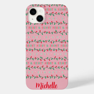 Frohe und helle Weihnachtsleuchten Pink Case-Mate iPhone 14 Plus Hülle
