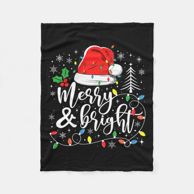 Frohe und helle Weihnachtsleuchten Weihnachten Wei Fleecedecke (Vorderseite)