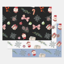 Frohe und helle Weihnachtsschmuck Geschenkpapier Set