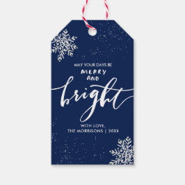 Frohe und helle Weihnachtsschneeflocke Custom Blue Geschenkanhänger