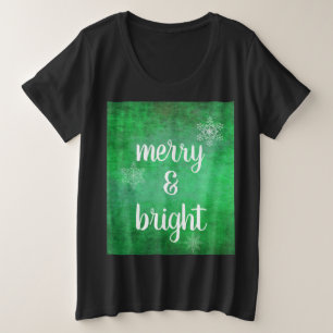 Frohe und helle Weihnachtsschneeflocken auf Green Große Größe T-Shirt