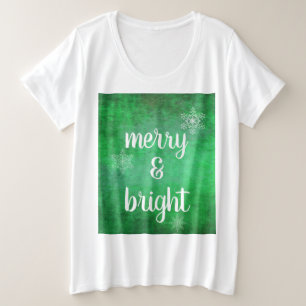 Frohe und helle Weihnachtsschneeflocken auf Grün Große Größe T-Shirt