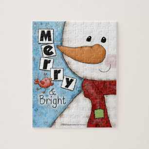 Frohe und helle Weihnachtsschneemann und Red Bird