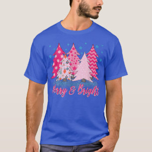 Frohe und hellrosa Weihnachtsbaum, rosa Christm T-Shirt