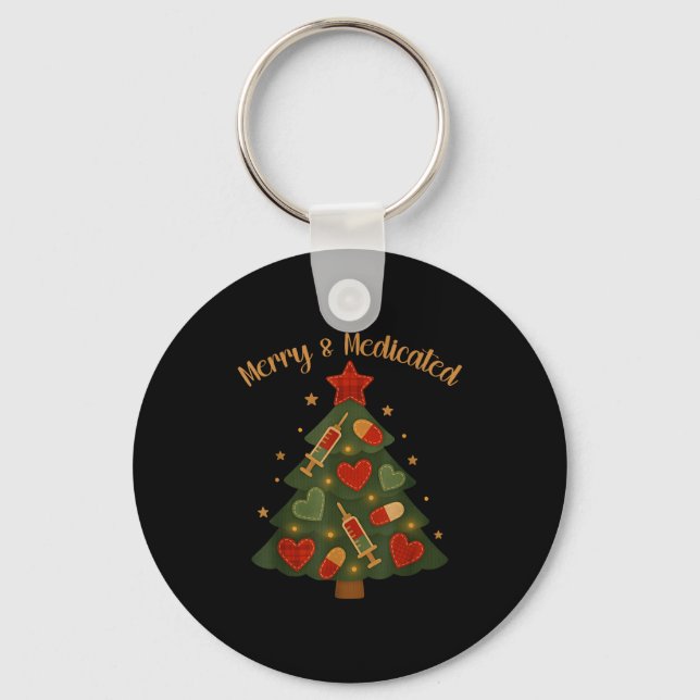 Frohe und medizinierte Rn-Nurse Weihnachtsbaum Lus Schlüsselanhänger (Vorderseite)