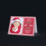 Frohe und schöne Weihnachten. Foto mit rotem Strei Feiertagskarte<br><div class="desc">Gute Ferien. Möge Ihre Urlaubssaison fröhlich und hell sein. Red Stripe Muster Design Weihnachtsfotokarten mit personalisiertem Foto und Familiennamen. Matching Karten,  Favoriten und Geschenke in der Weihnachts- und Neujahrskategorie unseres Stores.</div>